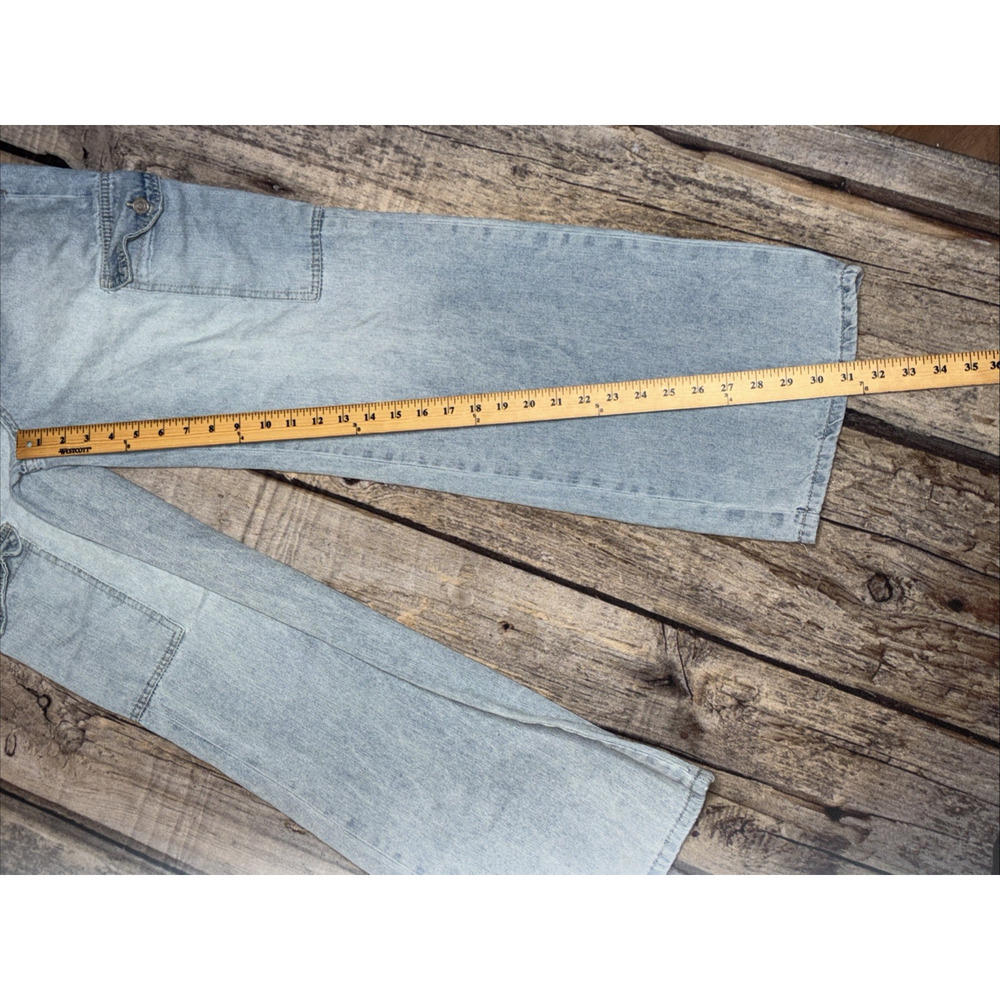 Indigo Dreams Womens Light Blue Denim Wide Leg High Rise Cargo Jeans Size 9 - Picture 5 of 9